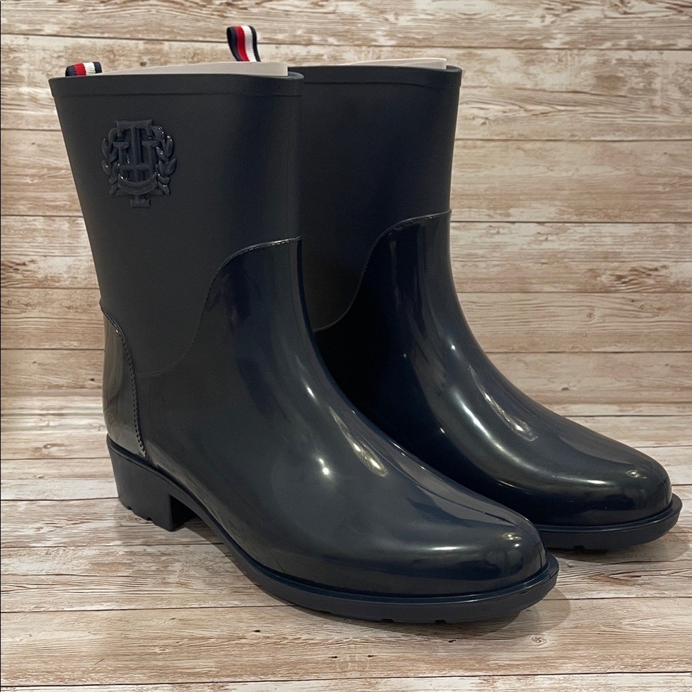 Tommy Hilfiger Women Navy Blue Waterproof Rain Boots NEW Size 10